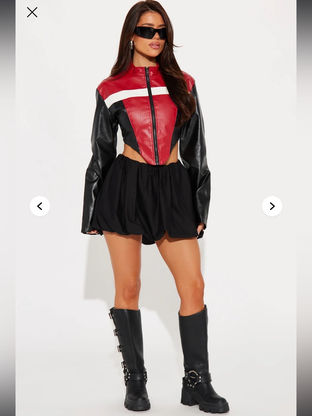Fashion nova Crossed The Line Faux Leather Jacket - Burgundy/combo - Picture 2 of 6